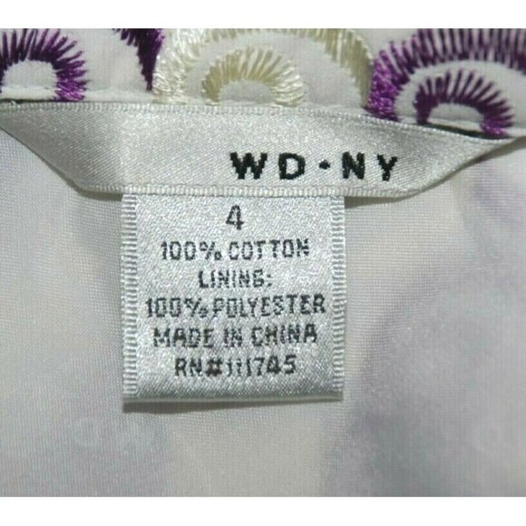 NWT WDNY White & Purple Embroidered Skirt Size 4 Sequin A-Line Gypsy Playful - Picture 7 of 7